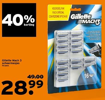 Aanbiedingen Gillette mach 3 scheermesjes - Gillette - Geldig van 15/08/2016 tot 21/08/2016 bij Gamma