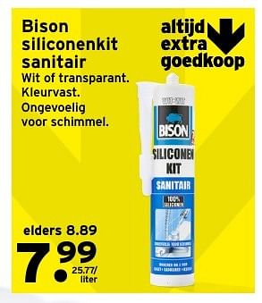 Aanbiedingen Bison siliconenkit sanitair - Bison - Geldig van 15/08/2016 tot 21/08/2016 bij Gamma
