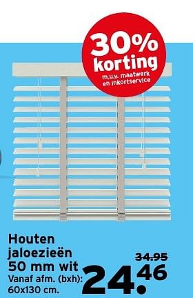 Aanbiedingen Houten jaloezieën - Huismerk - Gamma - Geldig van 15/08/2016 tot 21/08/2016 bij Gamma