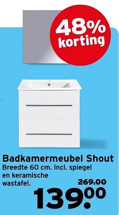 Aanbiedingen Badkamermeubel shout - Huismerk - Gamma - Geldig van 15/08/2016 tot 21/08/2016 bij Gamma