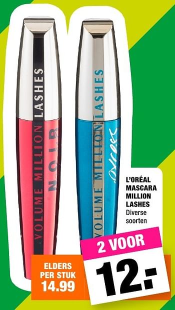 Aanbiedingen L`oréal mascara million lashes - L'Oreal Paris - Geldig van 15/08/2016 tot 28/08/2016 bij Big Bazar