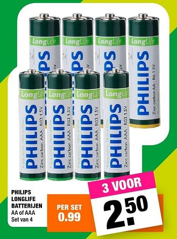 Aanbiedingen Philips longlife batterijen - Philips - Geldig van 15/08/2016 tot 28/08/2016 bij Big Bazar