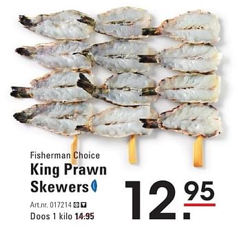 Aanbiedingen King prawn skewers - Fisherman's Choice - Geldig van 04/08/2016 tot 22/08/2016 bij Sligro