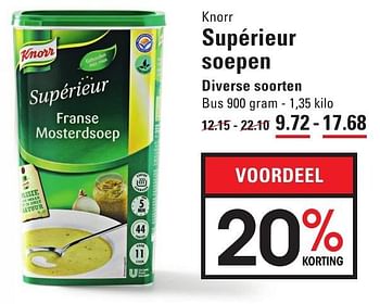 Aanbiedingen Knorr supérieur soepen - Knorr - Geldig van 04/08/2016 tot 22/08/2016 bij Sligro