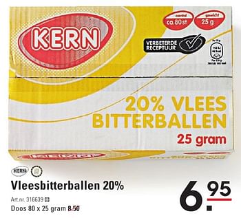 Aanbiedingen Vleesbitterballen 20% - Kern - Geldig van 04/08/2016 tot 22/08/2016 bij Sligro