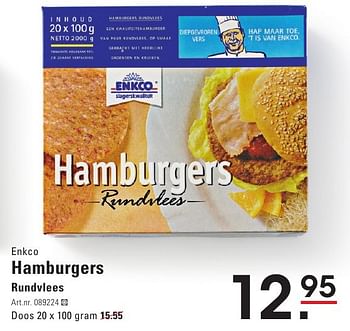 Aanbiedingen Enkco hamburgers rundvlees - Enkco - Geldig van 04/08/2016 tot 22/08/2016 bij Sligro