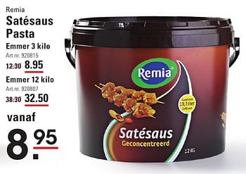 Aanbiedingen Remia satésaus pasta - Remia - Geldig van 04/08/2016 tot 22/08/2016 bij Sligro