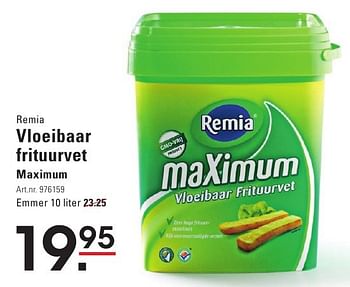 Aanbiedingen Remia vloeibaar frituurvet maximum - Remia - Geldig van 04/08/2016 tot 22/08/2016 bij Sligro