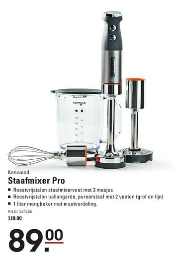 Aanbiedingen Kenwood staafmixer pro - Kenwood - Geldig van 04/08/2016 tot 22/08/2016 bij Sligro