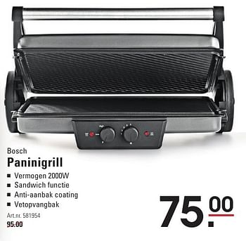 Aanbiedingen Bosch paninigrill - Bosch - Geldig van 04/08/2016 tot 22/08/2016 bij Sligro