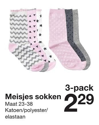 Aanbiedingen Meisjes sokken - Huismerk - Zeeman  - Geldig van 20/08/2016 tot 02/09/2016 bij Zeeman