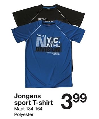 Aanbiedingen Jongens sport t-shirt - Huismerk - Zeeman  - Geldig van 20/08/2016 tot 02/09/2016 bij Zeeman