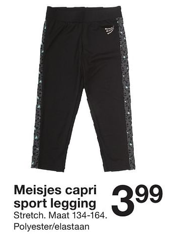 Aanbiedingen Meisjes capri sport legging - Huismerk - Zeeman  - Geldig van 20/08/2016 tot 02/09/2016 bij Zeeman
