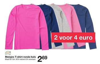 Aanbiedingen Meisjes t-shirt ronde hals - Huismerk - Zeeman  - Geldig van 20/08/2016 tot 02/09/2016 bij Zeeman