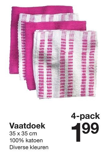 Aanbiedingen Vaatdoek - Huismerk - Zeeman  - Geldig van 20/08/2016 tot 31/12/2016 bij Zeeman