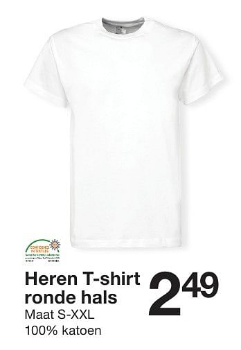 Aanbiedingen Heren t-shirt ronde hals - Huismerk - Zeeman  - Geldig van 20/08/2016 tot 31/12/2016 bij Zeeman