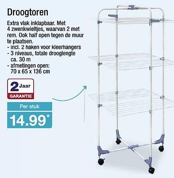 Aanbiedingen Droogtoren extra vlak inklapbaar - Huismerk - Aldi - Geldig van 17/08/2016 tot 23/08/2016 bij Aldi