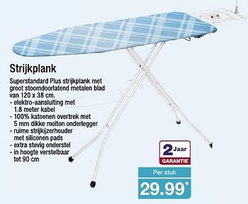 Aanbiedingen Strijkplank superstandard plus strijkplank met groot stoomdoorlatend metalen blad - Huismerk - Aldi - Geldig van 17/08/2016 tot 23/08/2016 bij Aldi