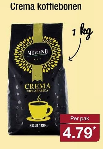 Aanbiedingen Crema koffiebonen - Moreno - Geldig van 17/08/2016 tot 23/08/2016 bij Aldi