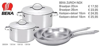 Aanbiedingen Beka zurich inox kookpan+deksel 16cm - Beka - Geldig van 28/08/2016 tot 08/10/2016 bij Multi Bazar