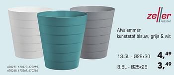 Aanbiedingen Afvalemmer kunststof blauw - Zeller Present - Geldig van 28/08/2016 tot 08/10/2016 bij Multi Bazar