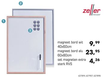 Aanbiedingen Magneet bord wit - Zeller Present - Geldig van 28/08/2016 tot 08/10/2016 bij Multi Bazar