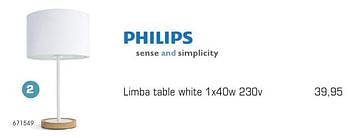Aanbiedingen Philips limba table white - Philips - Geldig van 28/08/2016 tot 08/10/2016 bij Multi Bazar