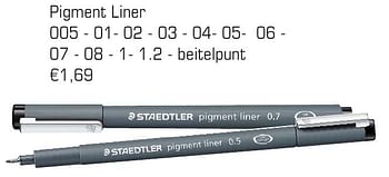 Aanbiedingen Pigment liner - Staedtler - Geldig van 28/08/2016 tot 08/10/2016 bij Multi Bazar