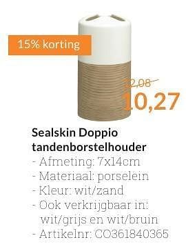 Aanbiedingen Sealskin doppio tandenborstelhouder - Sealskin - Geldig van 01/09/2016 tot 30/09/2016 bij Sanitairwinkel
