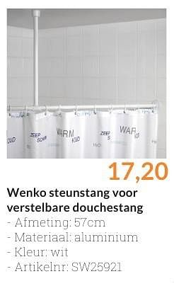 Aanbiedingen Wenko steunstang voor verstelbare douchestang - Wenko - Geldig van 01/09/2016 tot 30/09/2016 bij Sanitairwinkel