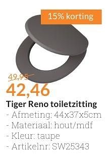 Aanbiedingen Tiger reno toiletzitting - Tiger - Geldig van 01/09/2016 tot 30/09/2016 bij Sanitairwinkel