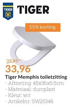 Aanbiedingen Tiger memphis toiletzitting - Tiger - Geldig van 01/09/2016 tot 30/09/2016 bij Sanitairwinkel
