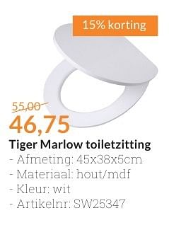 Aanbiedingen Tiger marlow toiletzitting - Tiger - Geldig van 01/09/2016 tot 30/09/2016 bij Sanitairwinkel