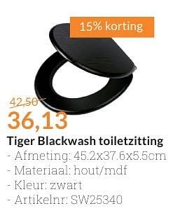 Aanbiedingen Tiger blackwash toiletzitting - Tiger - Geldig van 01/09/2016 tot 30/09/2016 bij Sanitairwinkel