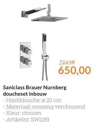 Aanbiedingen Saniclass brauer nurnberg doucheset inbouw - Saniclass - Geldig van 01/09/2016 tot 30/09/2016 bij Sanitairwinkel