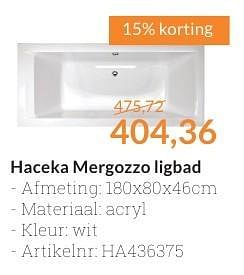 Aanbiedingen Haceka mergozzo ligbad - Haceka - Geldig van 01/09/2016 tot 30/09/2016 bij Sanitairwinkel