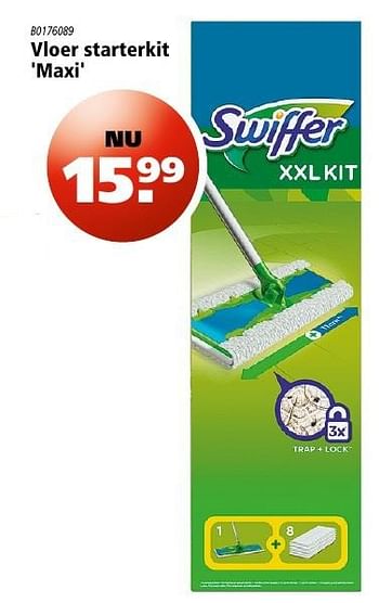 Aanbiedingen Vloer starterkit maxi - Swiffer - Geldig van 11/08/2016 tot 24/08/2016 bij Marskramer