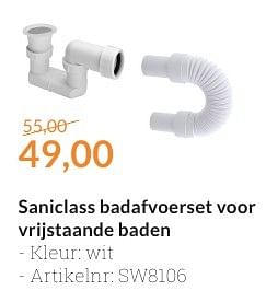 Aanbiedingen Saniclass badafvoerset voor vrijstaande baden - Saniclass - Geldig van 01/09/2016 tot 30/09/2016 bij Sanitairwinkel