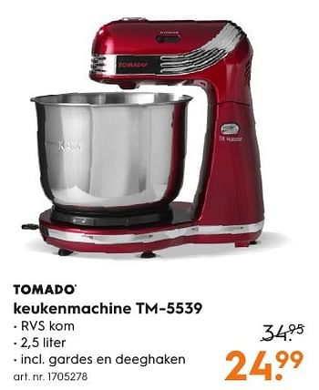 Aanbiedingen Tomado keukenmachine tm-5539 - Tomado - Geldig van 15/08/2016 tot 24/08/2016 bij Blokker