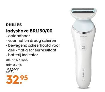 Aanbiedingen Philips ladyshave brl130-00 - Philips - Geldig van 15/08/2016 tot 24/08/2016 bij Blokker