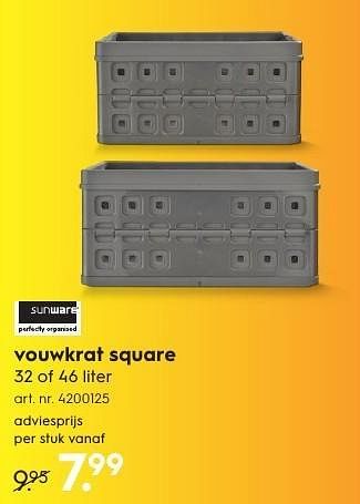 Aanbiedingen Vouwkrat square - Sunware - Geldig van 15/08/2016 tot 24/08/2016 bij Blokker