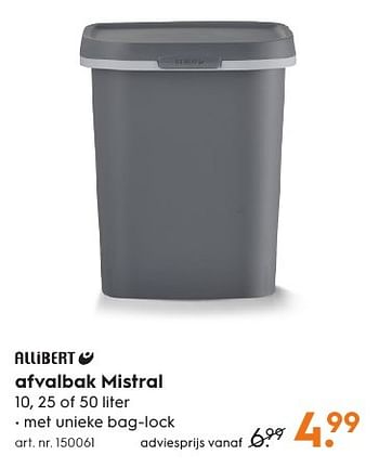 Aanbiedingen Afvalbak mistral - Allibert - Geldig van 15/08/2016 tot 24/08/2016 bij Blokker