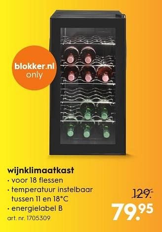Aanbiedingen Wijnklimaatkast - Huismerk - Blokker - Geldig van 15/08/2016 tot 24/08/2016 bij Blokker