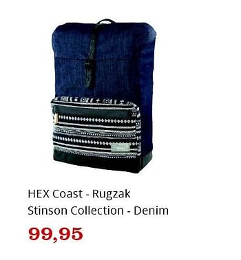Aanbiedingen Hex coast - rugzak stinson collection - denim - Hex Coast - Geldig van 15/08/2016 tot 04/09/2016 bij Bol