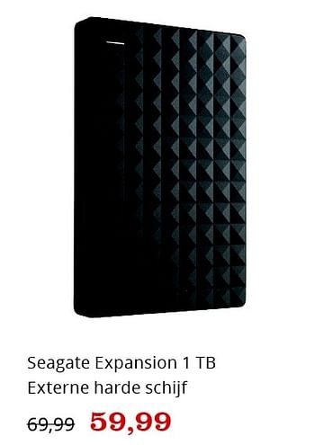 Aanbiedingen Seagate expansion 1 tb externe harde schijf - Seagate - Geldig van 15/08/2016 tot 04/09/2016 bij Bol
