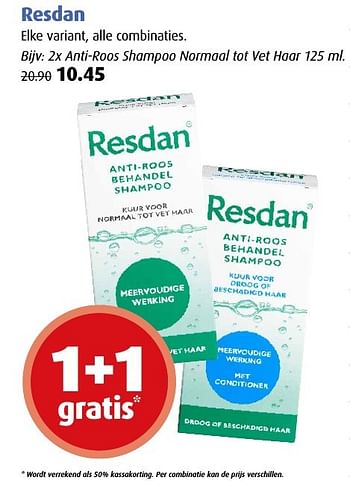 Aanbiedingen Resdan anti-roos behandel shampoo - Resdan - Geldig van 15/08/2016 tot 28/08/2016 bij Uw eigen drogist