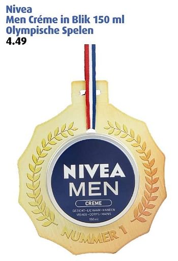 Aanbiedingen Nivea men crème in blik olympische spelen - Nivea - Geldig van 15/08/2016 tot 28/08/2016 bij Uw eigen drogist
