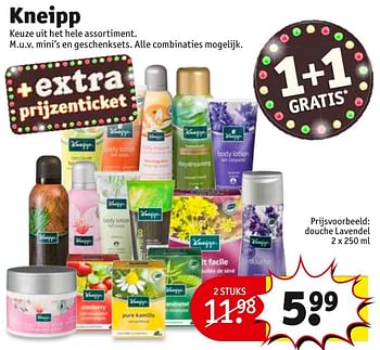 Aanbiedingen Douche lavendel - Kneipp - Geldig van 23/08/2016 tot 28/08/2016 bij Kruidvat