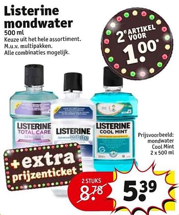 Aanbiedingen Mondwater cool mint - Listerine - Geldig van 23/08/2016 tot 28/08/2016 bij Kruidvat