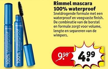 Aanbiedingen Rimmel mascara 100% waterproof - Rimmel - Geldig van 23/08/2016 tot 28/08/2016 bij Kruidvat